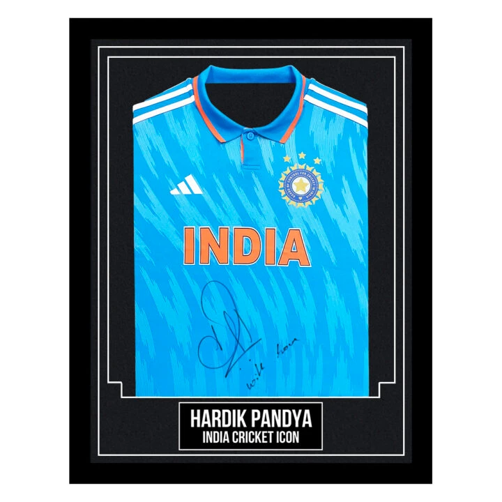 Hardik Pandya Signed Framed Shirt - India Cricket Icon