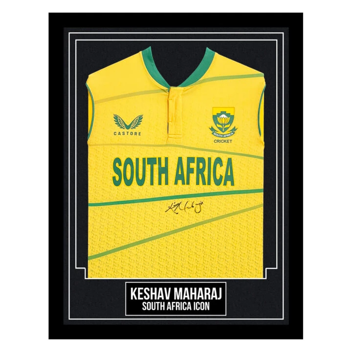 Keshav Maharaj Signed Framed Shirt - South Africa Icon