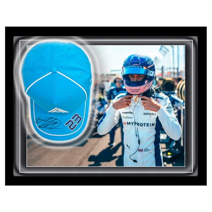 Signed Alex Albon Hat Framed Dome - Williams Racing Icon