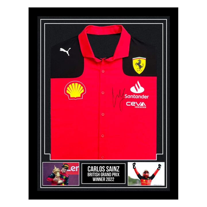 Signed Carlos Sainz Framed Shirt - British Grand Prix Winner 2022