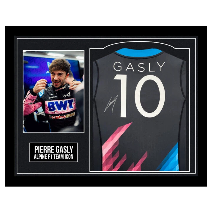 Framed Pierre Gasly Signed Shirt - Alpine F1 Team Icon