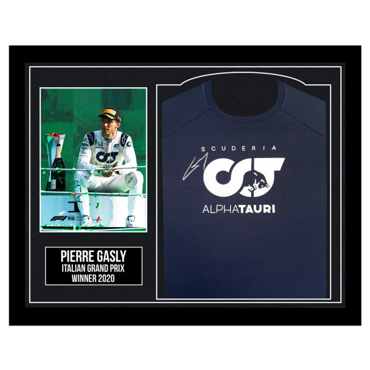 Framed Pierre Gasly Signed Shirt - Italian Grand Prix Winner 2020