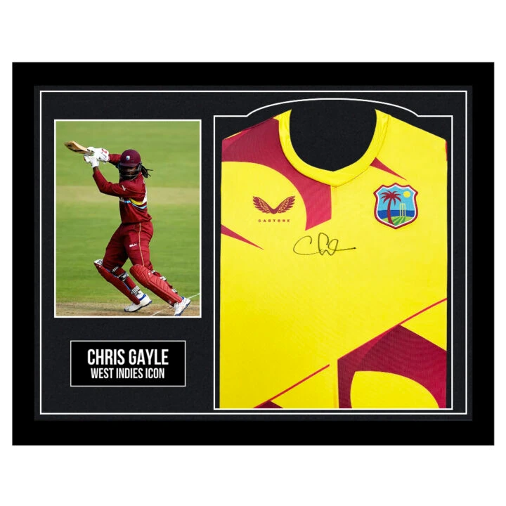 Framed Chris Gayle Signed Shirt - West Indies Icon