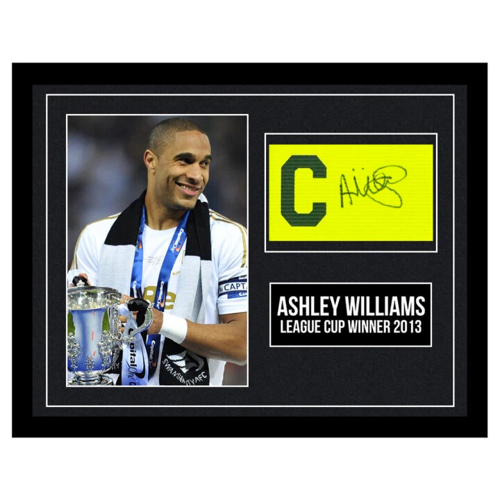 Signed Ashley Williams Framed Armband - League Cup Winner 2013