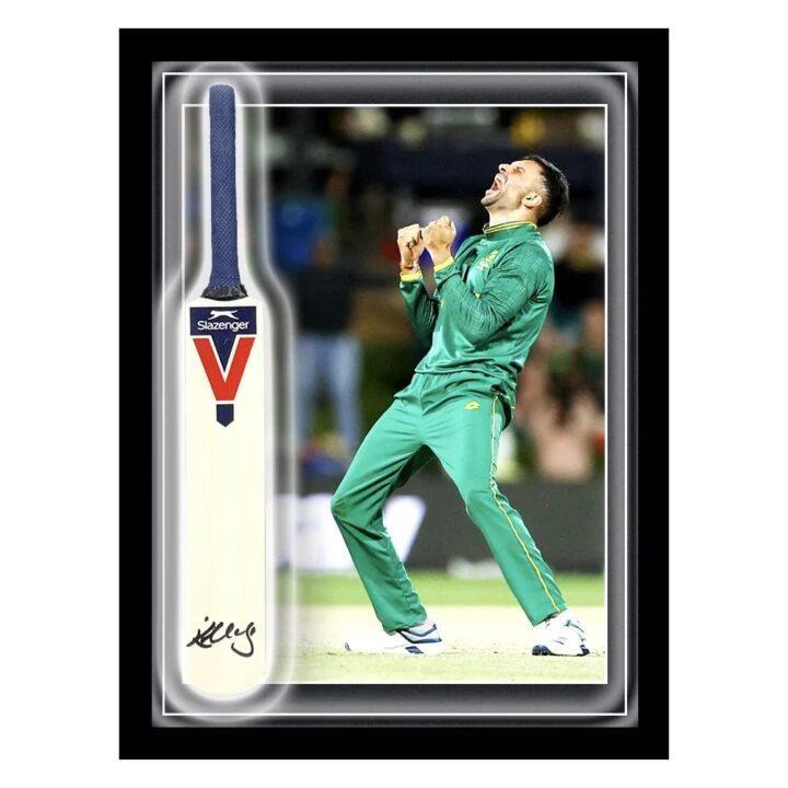 Signed Keshav Maharaj Mini Bat Framed Dome - T20 Cricket World Cup 2024