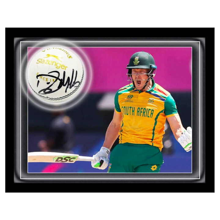 Signed David Miller Ball Framed Dome - T20 Cricket World Cup 2024