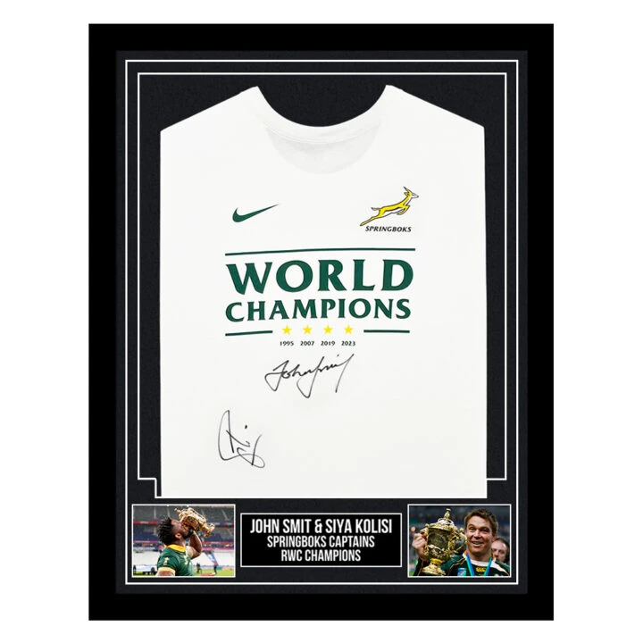 Signed John Smit & Siya Kolisi Framed Shirt - Springboks RWC Champions