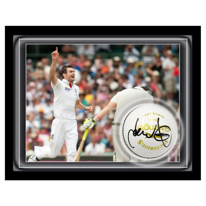 Signed James Anderson Ball Framed Dome - England Ashes Icon