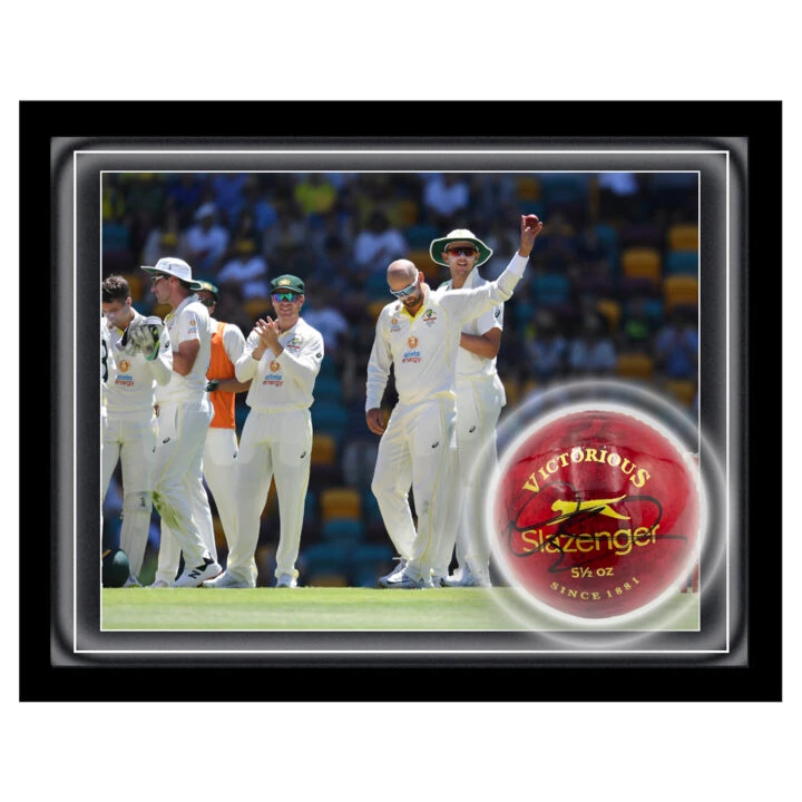 Signed Nathan Lyon Ball Framed Dome - Ashes Series Winner 2022