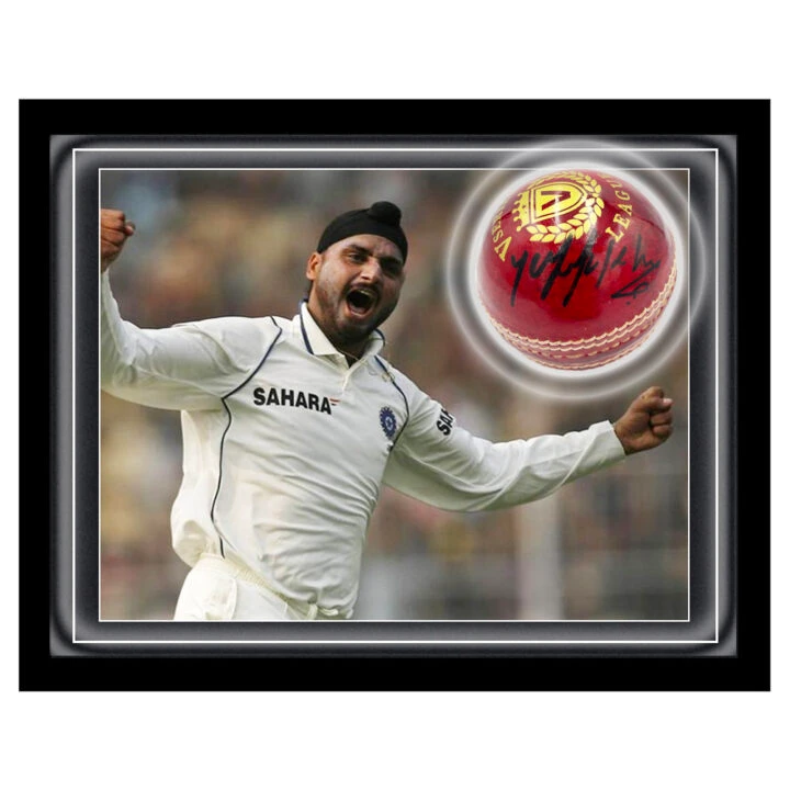 Signed Harbhajan Singh Ball Framed Dome - India Cricket Icon