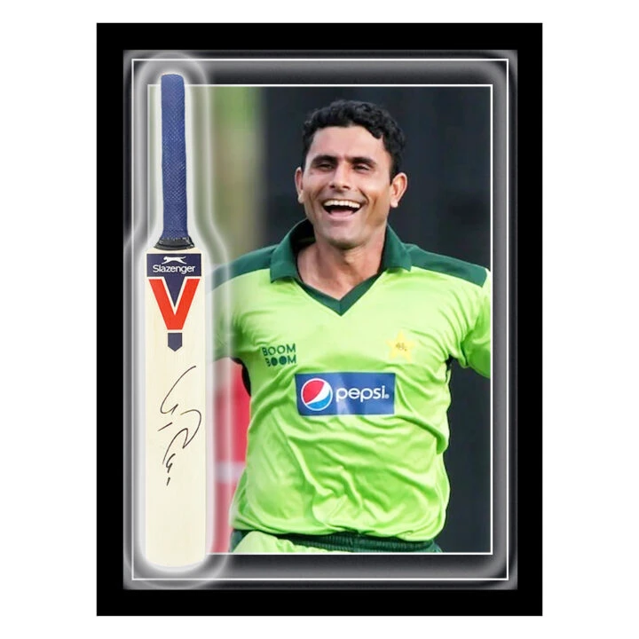 Signed Abdul Razzaq Mini Bat Framed Dome - Pakistan Cricket Icon