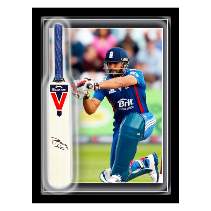 Signed Ravi Bopara Mini Bat Framed Dome - England Cricket Icon