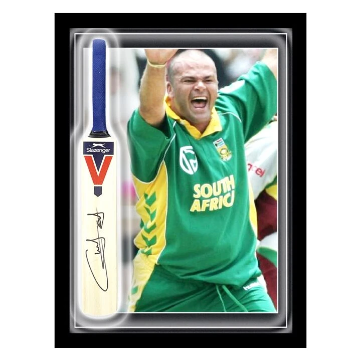 Signed Charl Langeveldt Mini Bat Framed Dome - South Africa Icon