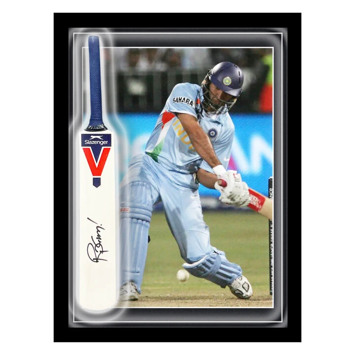 Signed R. P. Singh Mini Bat Framed Dome - T20 World Cup Winner 2007