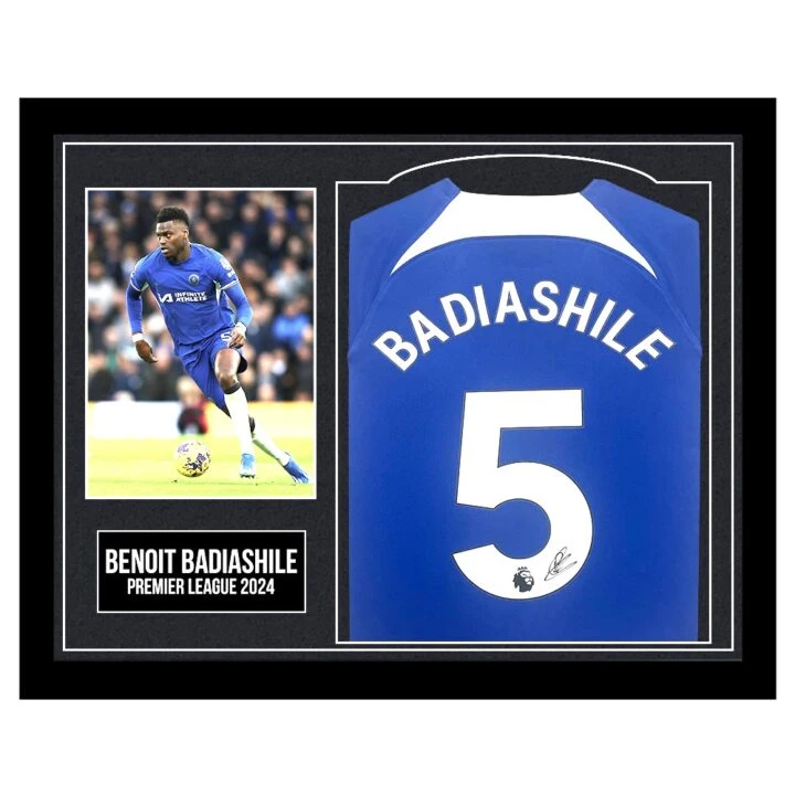 Framed Benoit Badiashile Signed Shirt - Premier League 2024