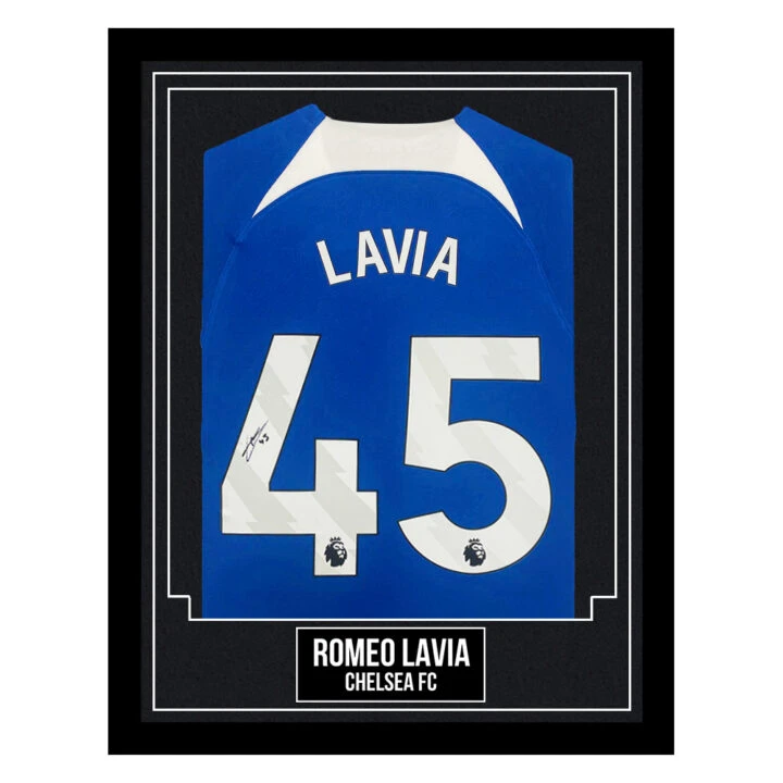 Romeo Lavia Signed Framed Shirt - Chelsea F.C. Autograph