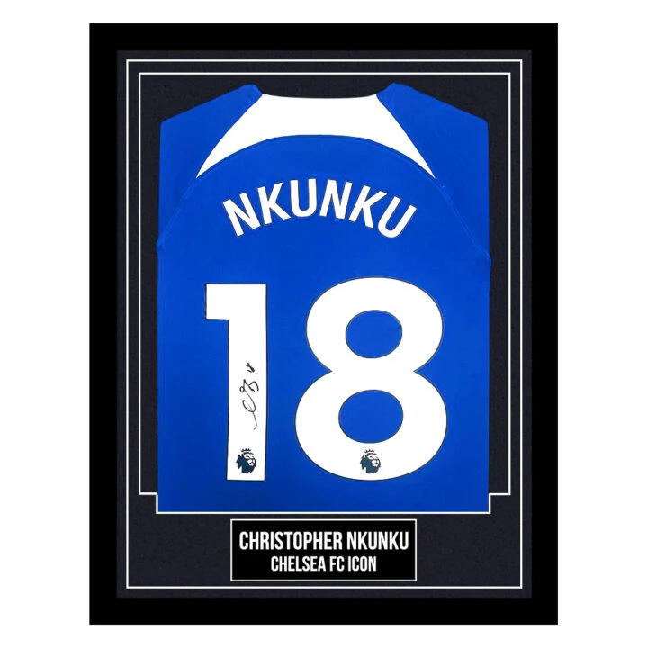 Christopher Nkunku Signed Framed Shirt - Chelsea F.C. Icon