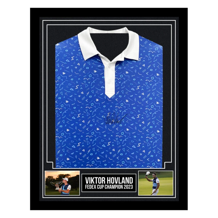 Signed Viktor Hovland Framed Shirt - FedEx Cup Champion 2023