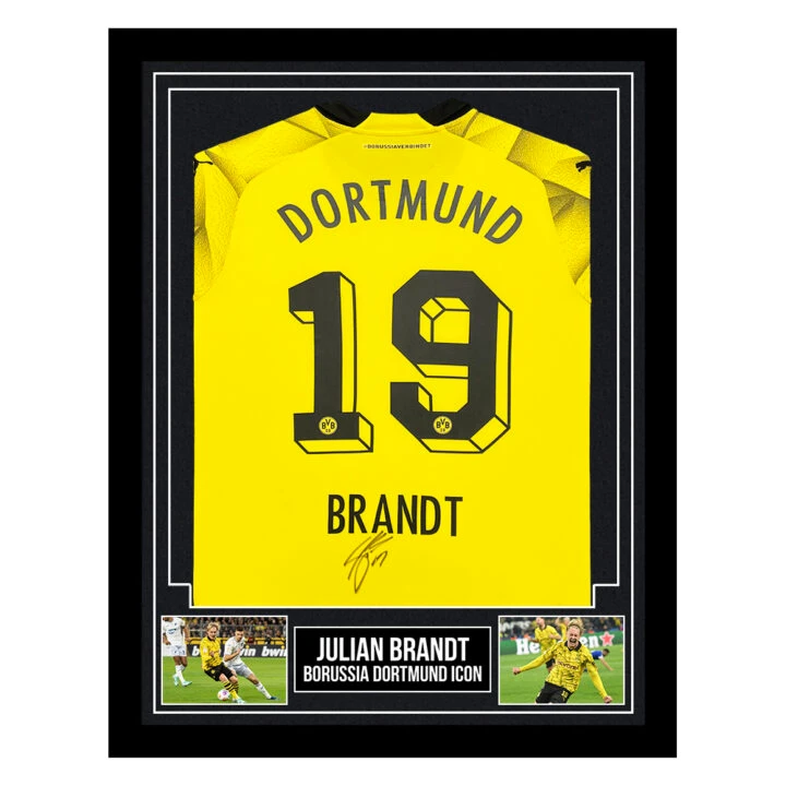 Signed Julian Brandt Framed Shirt - Borussia Dortmund Icon