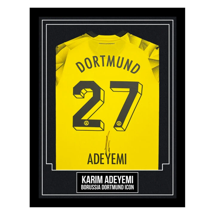 Karim Adeyemi Signed Framed Shirt - Borussia Dortmund Icon