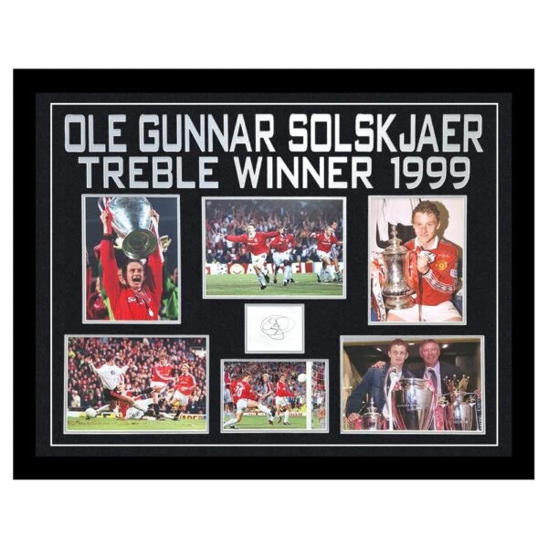 Signed Ole Gunnar Solskaer Large Framed Display - Treble Winner 1999