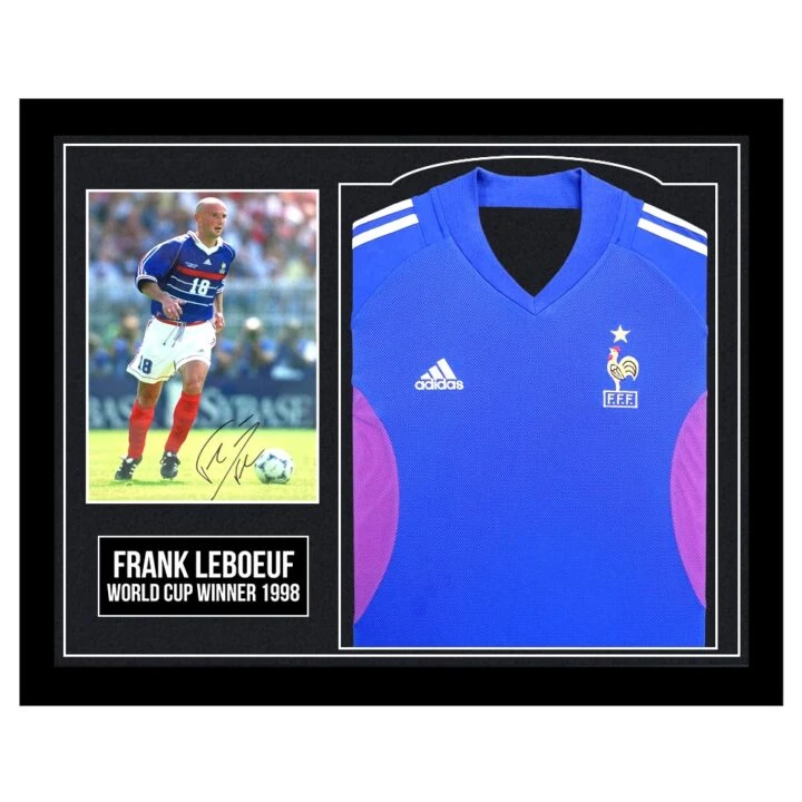 Signed Frank Leboeuf Framed Display Shirt - World Cup Winner 1998