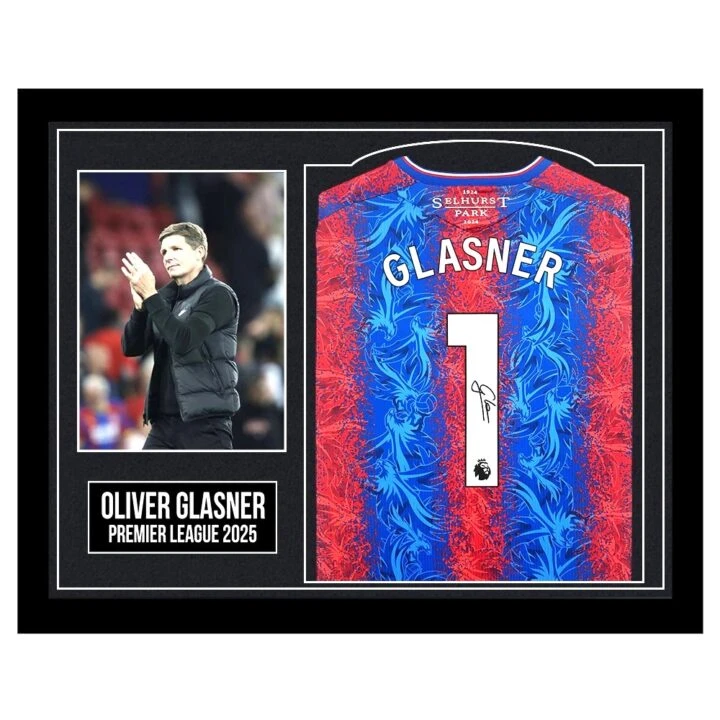 Framed Oliver Glasner Signed Shirt - Premier League 2025