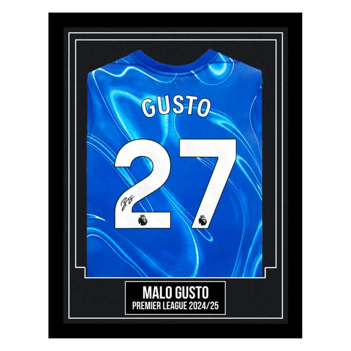 Malo Gusto Framed Signed Shirt - Premier League 2024/25