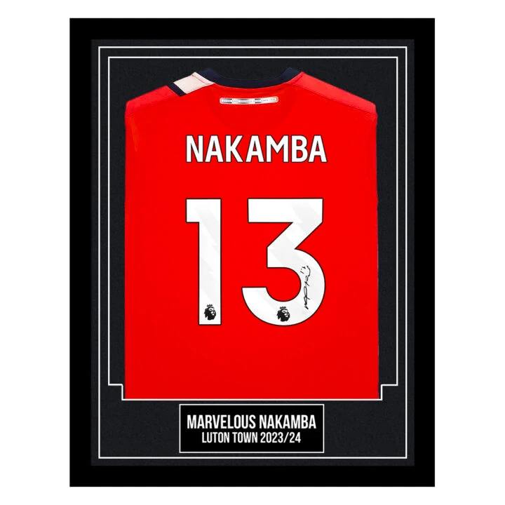 Marvelous Nakamba Signed Framed Shirt - Luton Town 2023/24