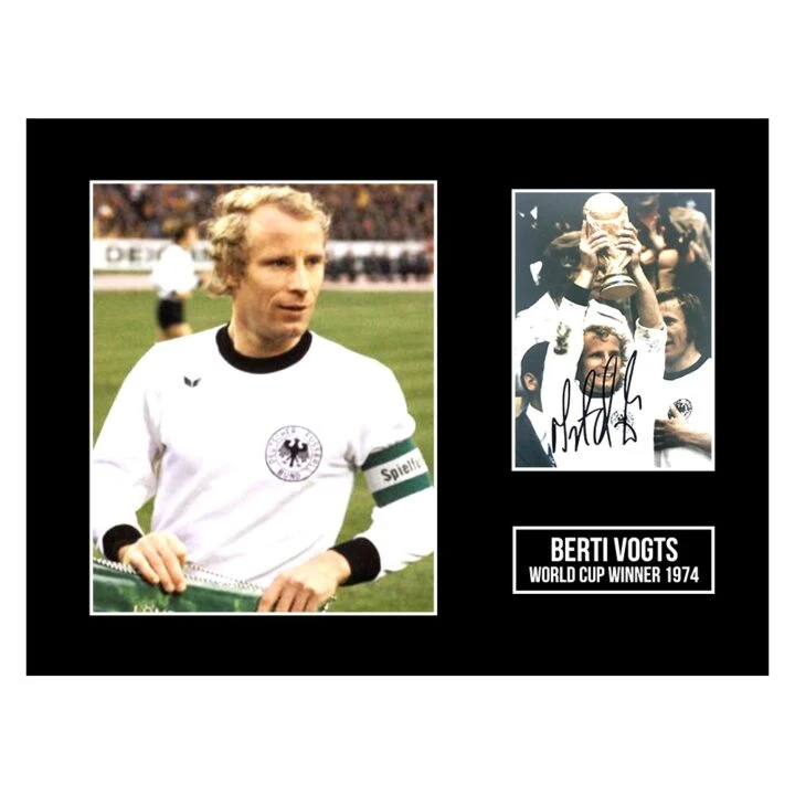 Signed Berti Vogts Photo Display 16x12 - World Cup Winner 1974