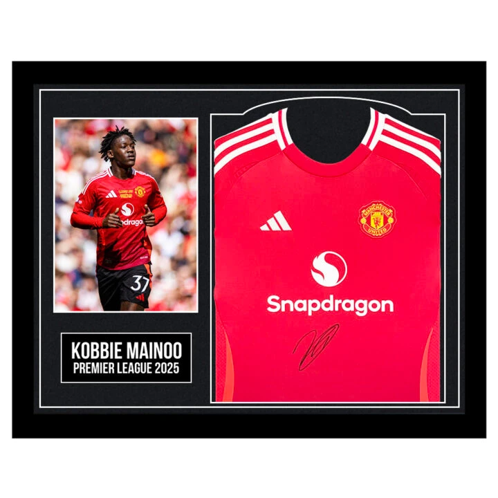 Framed Kobbie Mainoo Signed Shirt - Premier League 2025