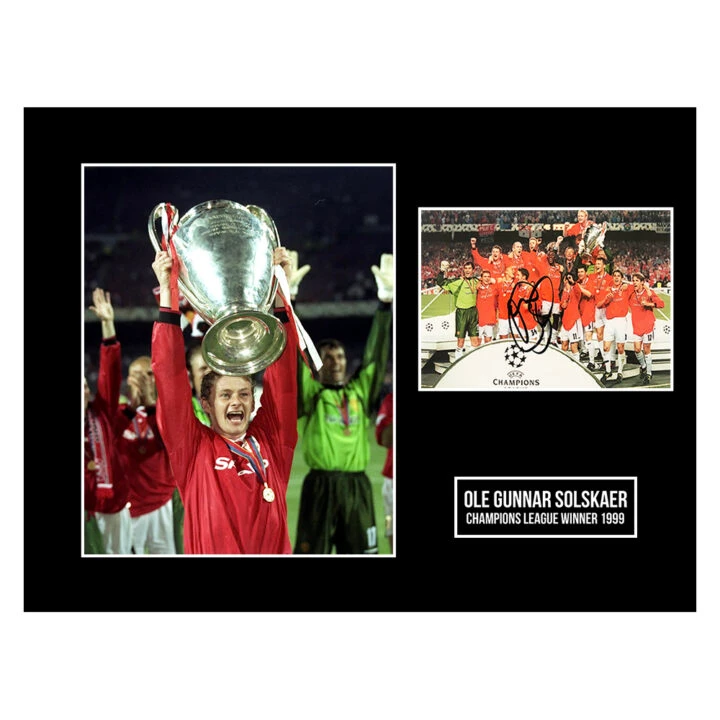 Signed Ole Gunnar Solskaer Photo Display 16x12 - Champions League Winner 1999