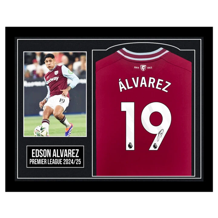 Framed Edson Alvarez Signed Shirt - Premier League 2024/25